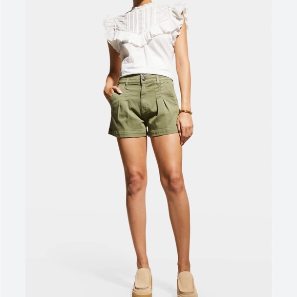 Veronica Beard Pants - VERONICA BEARD Jaylen High Rise Pleated Green Shorts Casual Size 28